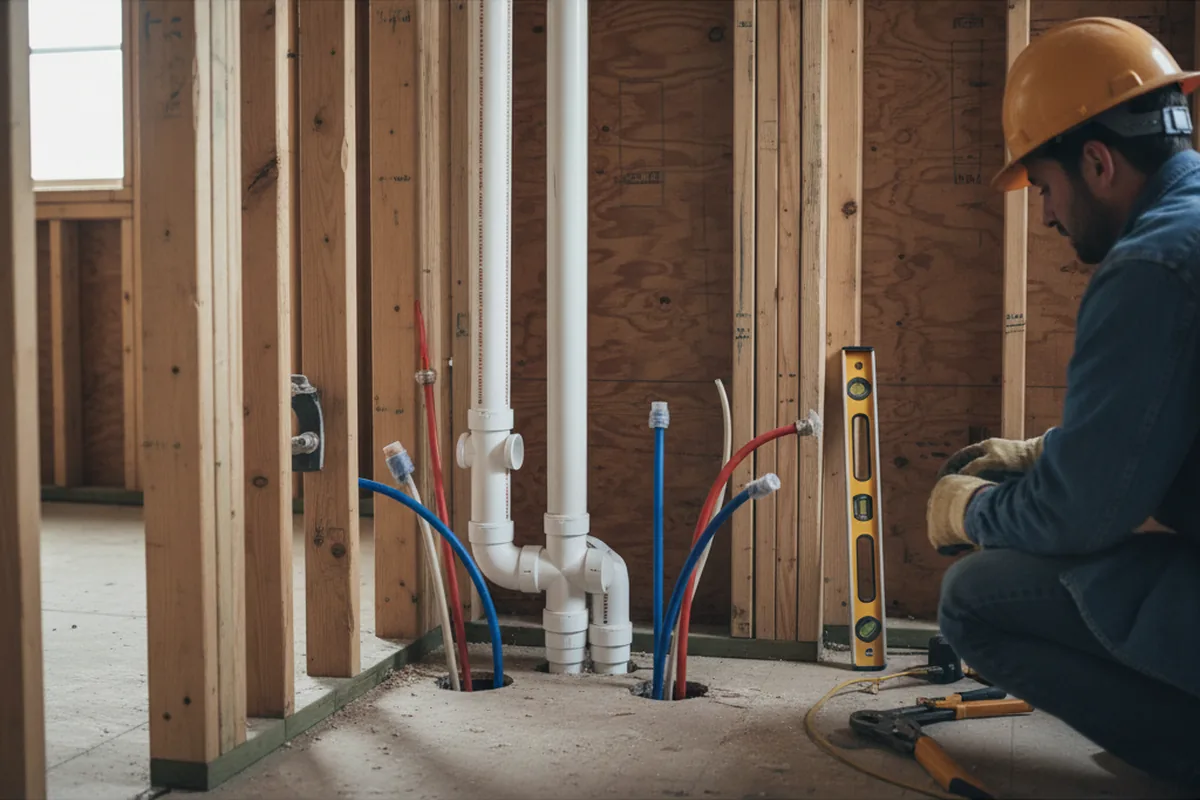 Drain and supply rough-in during Drain Cleaning in Schenley